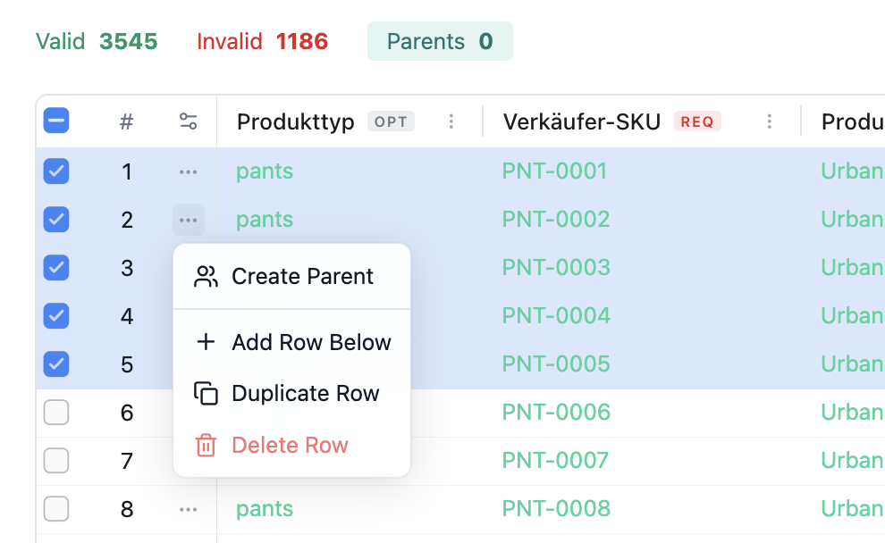 Flat Magic Review Hub — zoomed view of the data grid